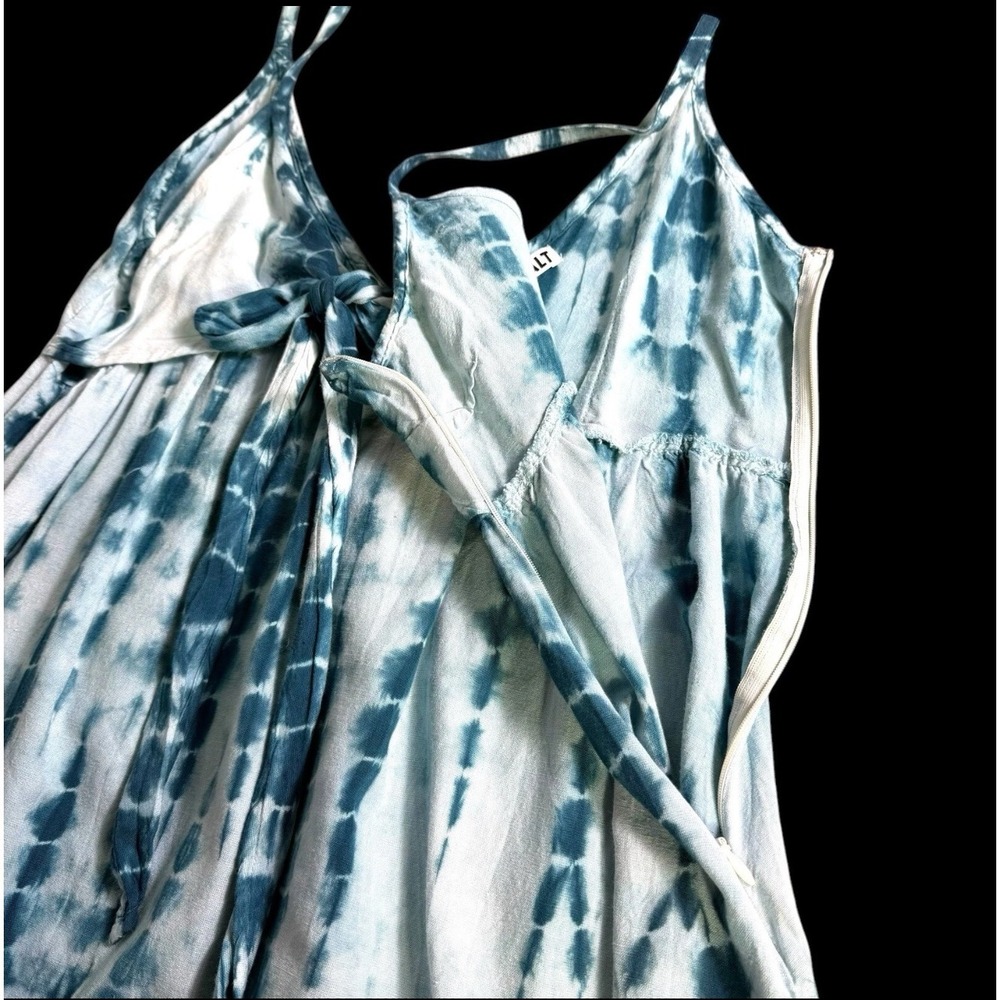 Attic Salt Blue Tie Dye Sleeveless Mini Dress, Casual Summer Sundress Size M - Picture 5 of 10